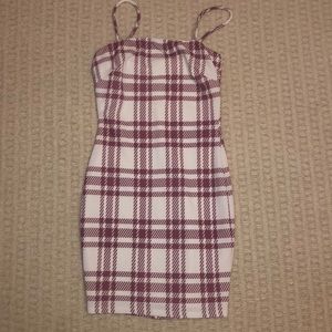 Plaid White and Pink Mini Dress